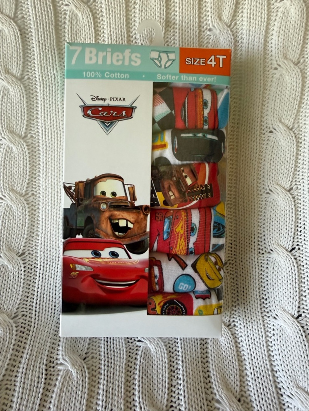 Disney Pixar Cars Boys Underwear Briefs 4T NEW 7 Pairs Cotton LMQ Tow Mater Car
